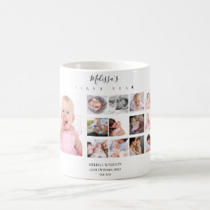 Mug Collage photo bébé Statistiques de naissance 12 mo
