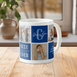 Mug Collage photo bleu grand-père moderne
