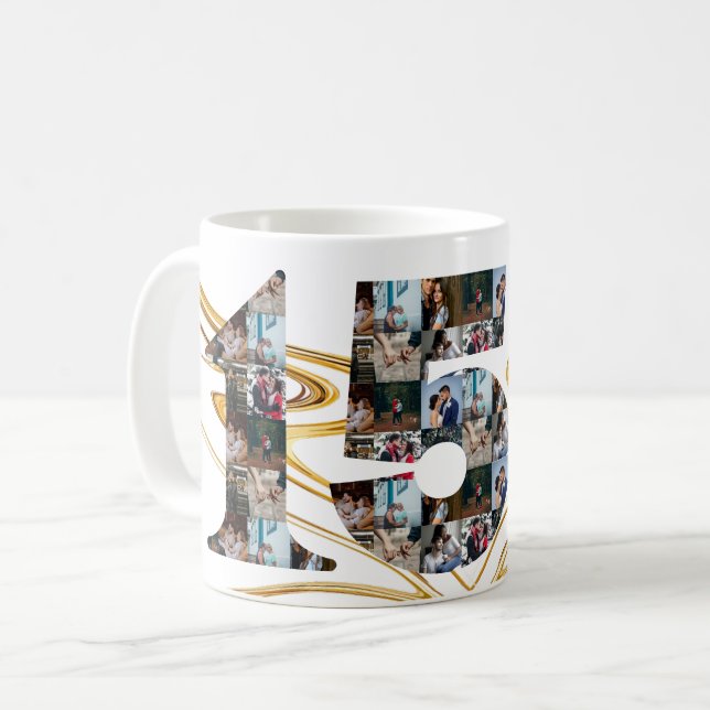 Mug Collage photo Cadeaux de 15 ans par année (Devant gauche)