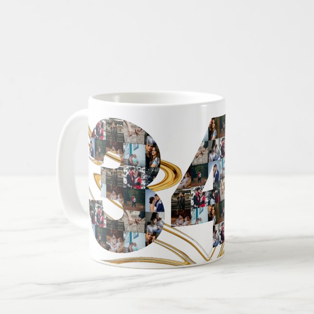 Mug Collage photo Cadeaux de 34 ans par année (Devant gauche)