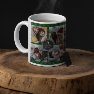 Mug Collage photo de bûcheron à carreaux vert Buffalo