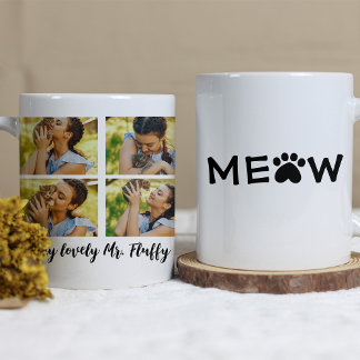 Mug Collage photo de chat Empreinte de patte Cute Meow