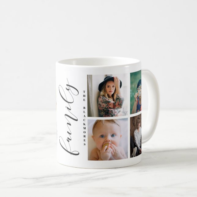 Mug Collage photo de famille moderne (Devant droit)