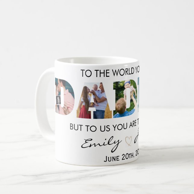 Mug  Collage photo de Fête des pères papa personnalisé (Devant gauche)