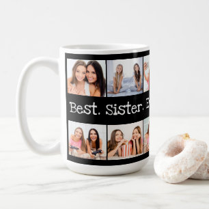 Mug Collage photo de Fun Best Sister Ever Black and Wh