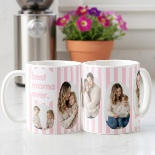 Mug Collage photo de la meilleure maman avec rayures r