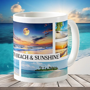 Mug Collage photo de la plage tropicale et du soleil