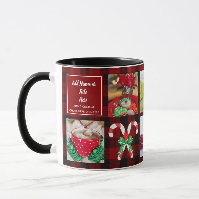 Mug Collage photo de Noël moderne Lumberjack Buffalo (Gauche)