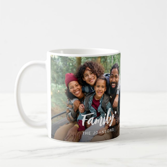 Mug Collage photo de script familial personnalisé (Gauche)