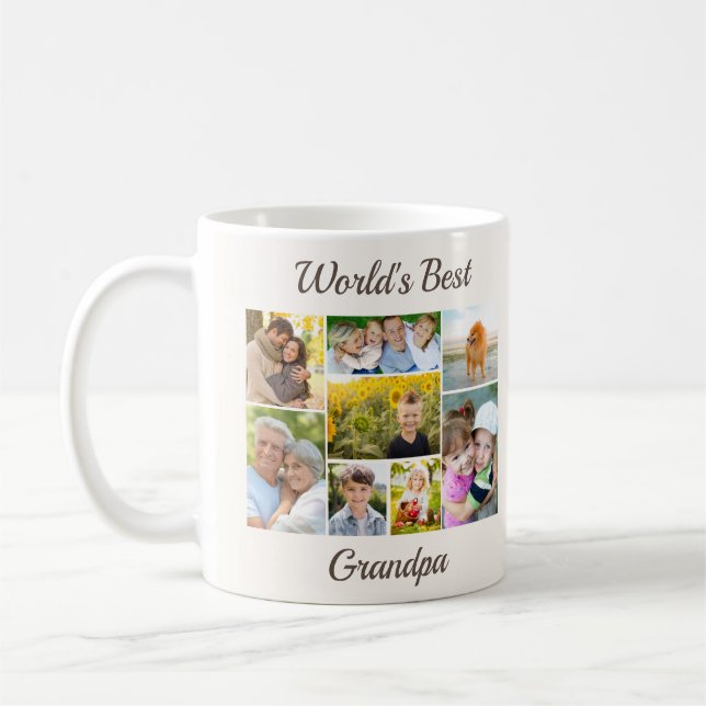 Mug Collage photo du meilleur grand-père du monde (Gauche)