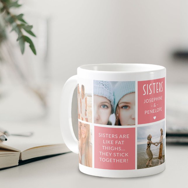 Mug Collage photo et citation bloc rose (Créateur téléchargé)