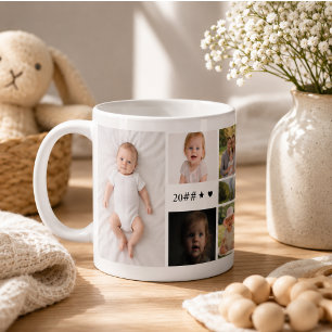 Mug Collage photo familial d'été avec 6 photos ☀️