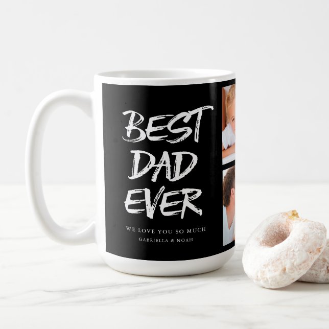 Mug Collage photo manuscrit Best Papa Ever (Avec donut)