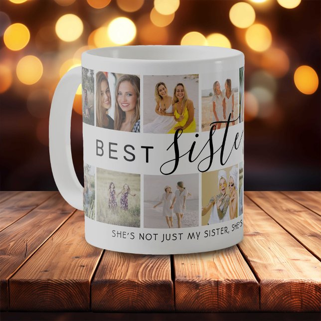 Mug Collage photo moderne 'Best Sister Ever' (Créateur téléchargé)