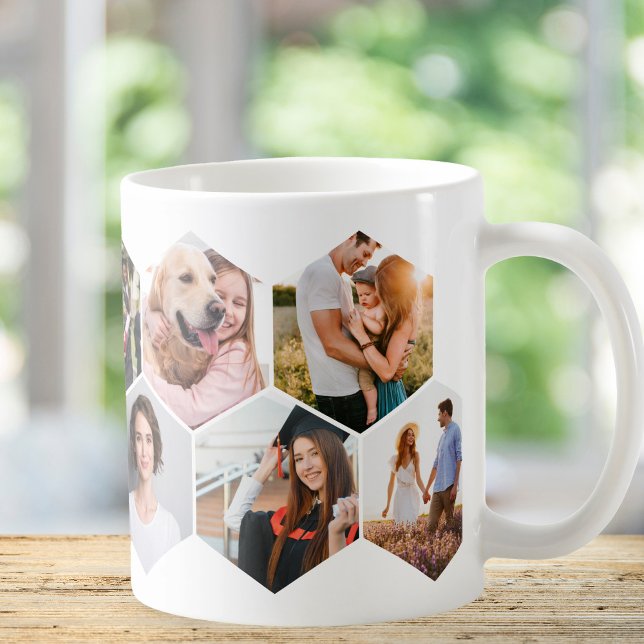 Mug Collage photo Motif Hexagon géométrique (Créateur téléchargé)