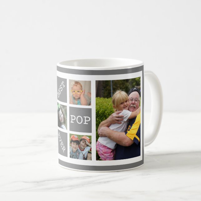 Mug Collage photo personnalisé 5 photos meilleur pop j (Devant droit)