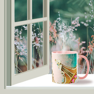 Mug Collage rose vintage Avec Bords Rouillés