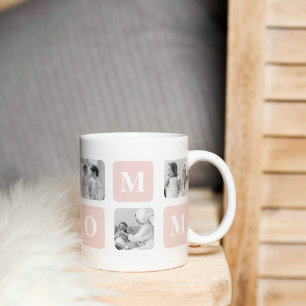 Mug Collage tendance Photo & Pastel rose Meilleur cade