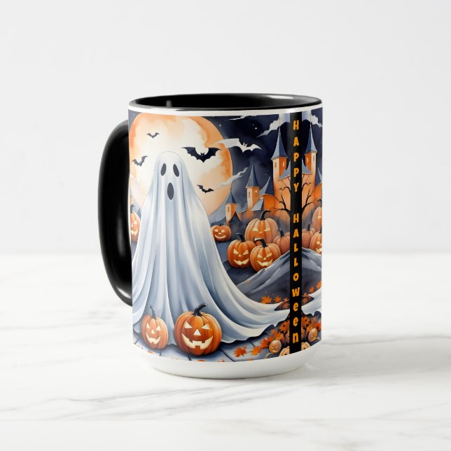 Mug Collection d'automne Citrouille moderne d'Hallowee (Devant gauche)