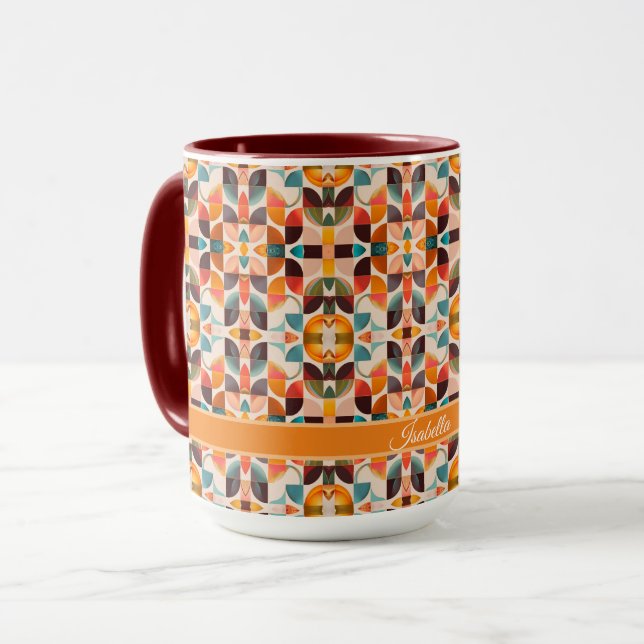 Mug Collection de Carrés Abstraits populaires Retro (Devant gauche)