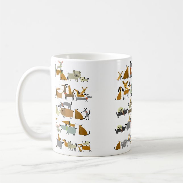 Mug Collection de chiens mignons, croquis illustration (Gauche)