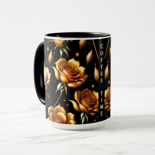 Mug Collection de Roses d'or Boho de luxe moderne (Devant gauche)