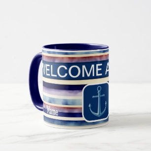 Mug Collection populaire Summer Navy Blue Boat Stripes