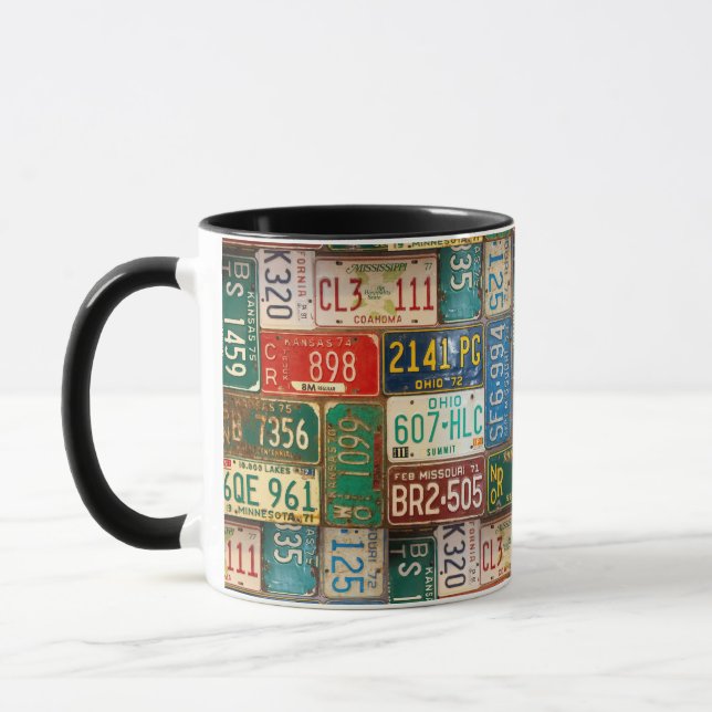 Mug collection vintage de plaques d'immatriculation (Gauche)