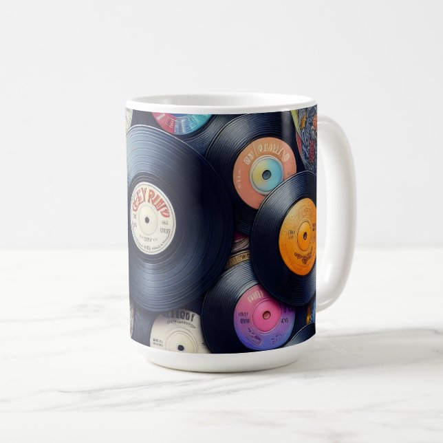 Mug Collection Vinyl Record Pattern 80s Retro Spectrum (Devant droit)