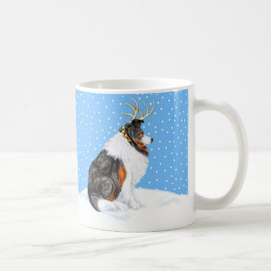 Mug Collie Christmas Reindeer Tri