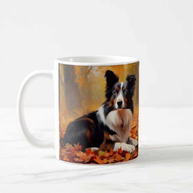 Mug Collie frontalier à l'automne Feuilles automne Ins (Gauche)