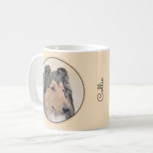 Mug Collie (Rough) Peinture - Art de Chien Original Mi