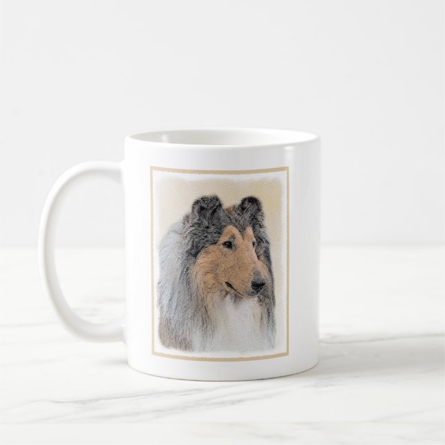 Mug Collie (Rough) Peinture - Cute Original Dog Art (Gauche)
