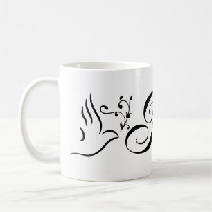 Mug Colombe de la paix branche d'olive fond blanc