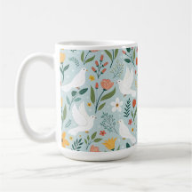 Colombe paisible & motif botanique sans couture de
