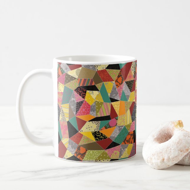 Mug Coloré Crazy Quilt Patchwork (Avec donut)