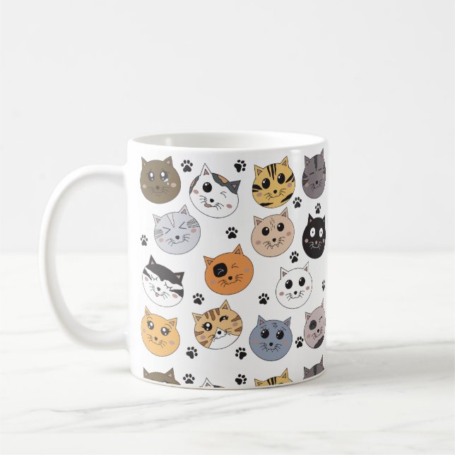 Mug Coloré Cute Funny Chats & Motif Paw (Gauche)