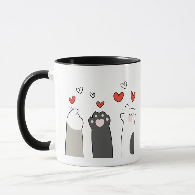 Mug Coloré Illustré chats mignons Saint-Valentin (Gauche)