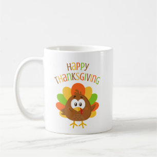 Mug Coloré mignon Turquie Bon thanksgiving d'automne