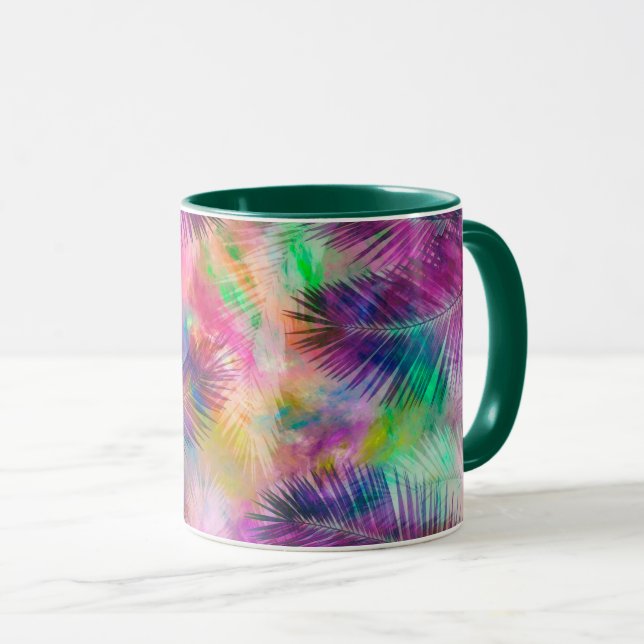 Mug Coloré Multicolor Tropical Palm Feuille (Devant droit)