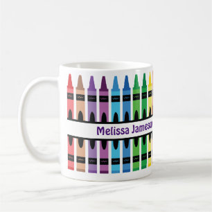 Mug Coloré Retour à Nom de l'école Monogramme Crayon
