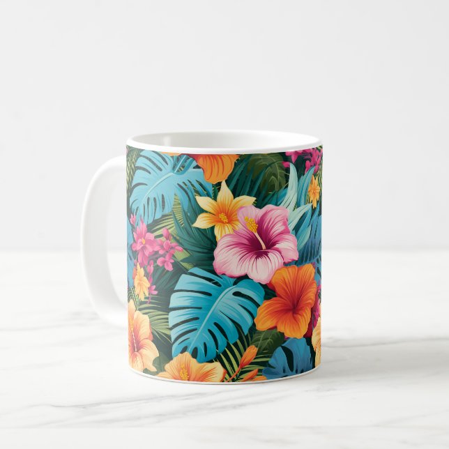 Mug Coloré Tropical Foliage Motif (Devant gauche)