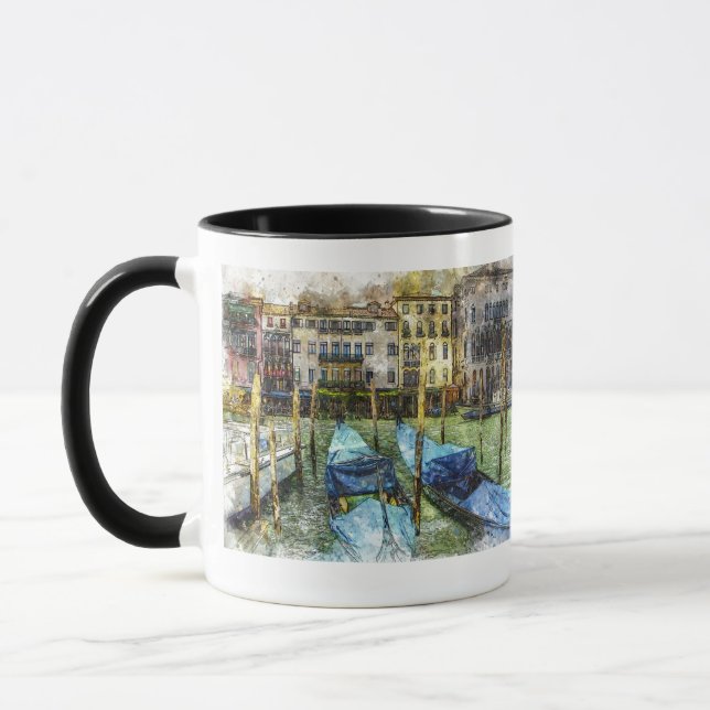 Mug Coloré Venise Blue Gondolas (Gauche)