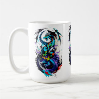 Mug Colorful abstract Dragon design like a water color