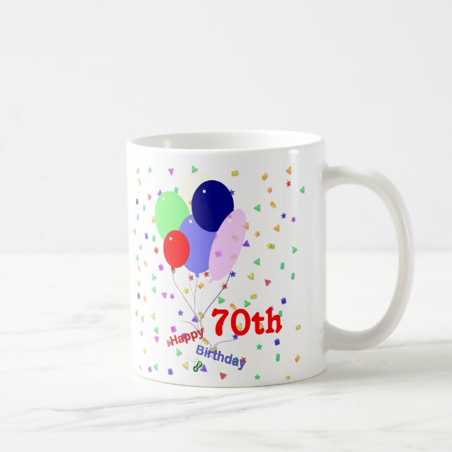 Mug Colorful Joyeux 70e Anniversaire Ballons (Droite)