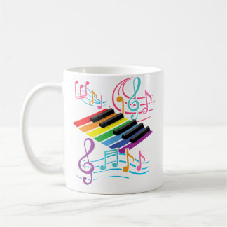 Mug Colorful Piano Keyboard Music Notes Musician Pia