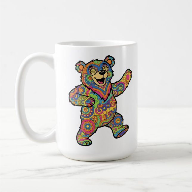 Mug Colorful Psychedelic Teddy Bear Art (Gauche)