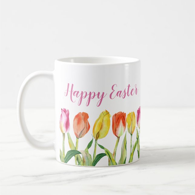 Mug Colorful Tulips Happy Easter (Gauche)