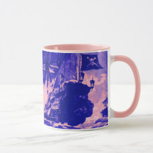 Mug COMBAT DE NAVIRE PIRATE / bleu violet