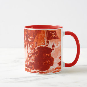 MUG COMBAT DE NAVIRE PIRATE EN ROUGE 